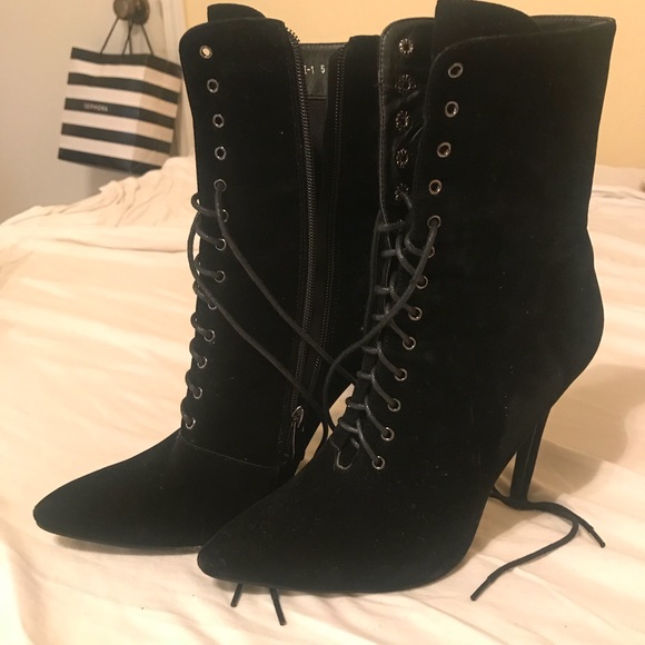 Simmi London Black Lace-up Booties - Picture 2 of 3